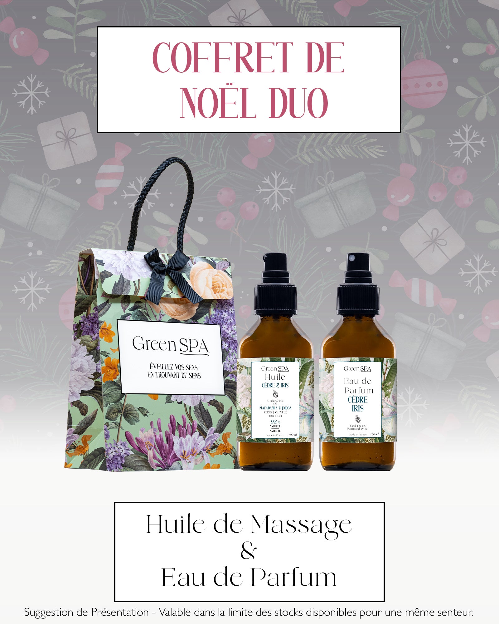 Coffret Duo avec Eau de Parfum 100ml + Huile 100ml x 1 + 1 Sac Coffret Offert