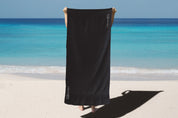 Towel 120x200cm black 500gr with Green Spa embroidery
